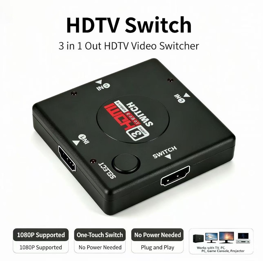 Esports Gaming Hub - 3x1 HDMI‑compatible Switcher 3 In 1