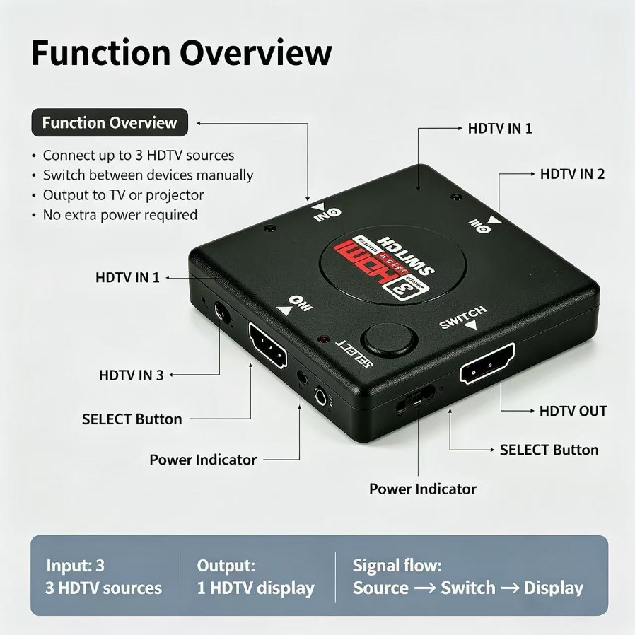 3x1 HDMI‑compatible Switcher 3 - Esports Gaming Hub recension och pris